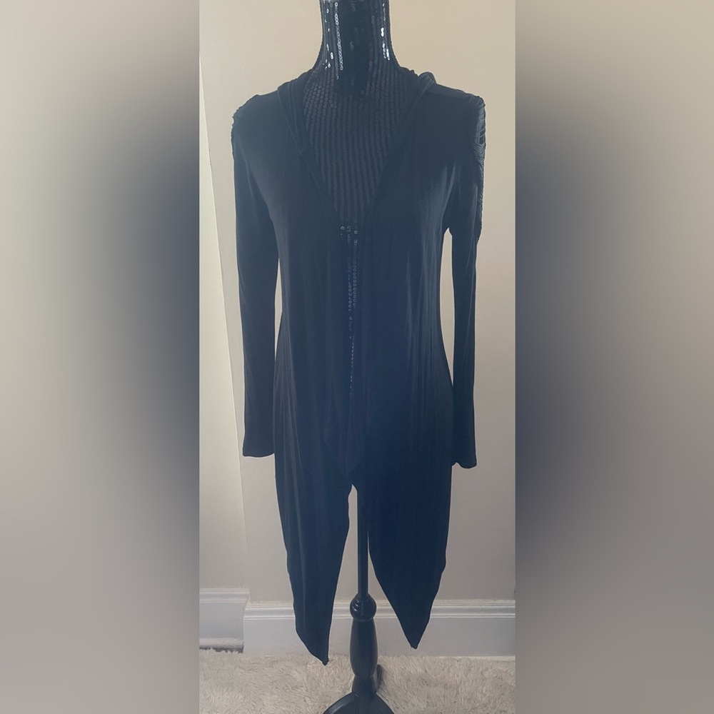 Jessica Simpson Black Hooded Open Cardigan Size Small